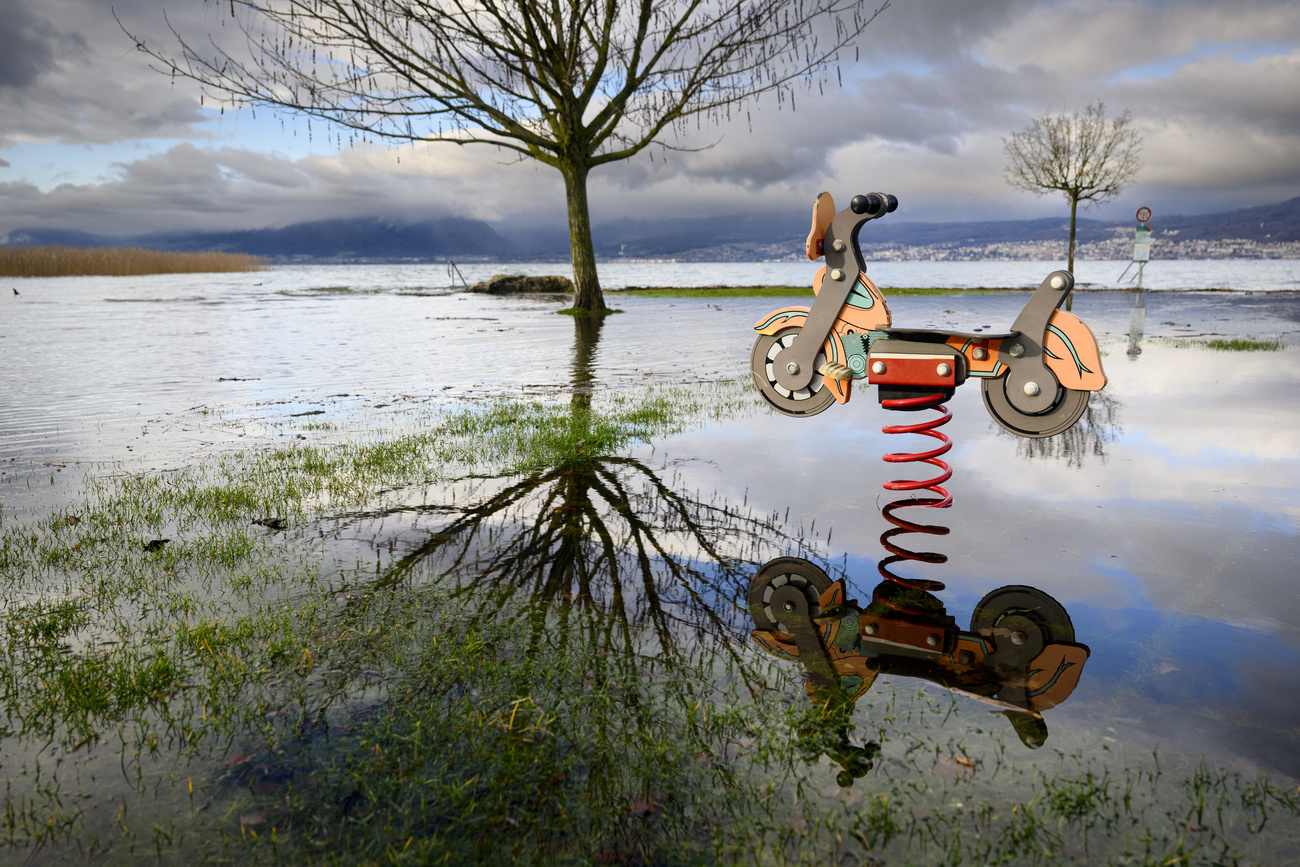 Flooded children s playground in Switzerland
