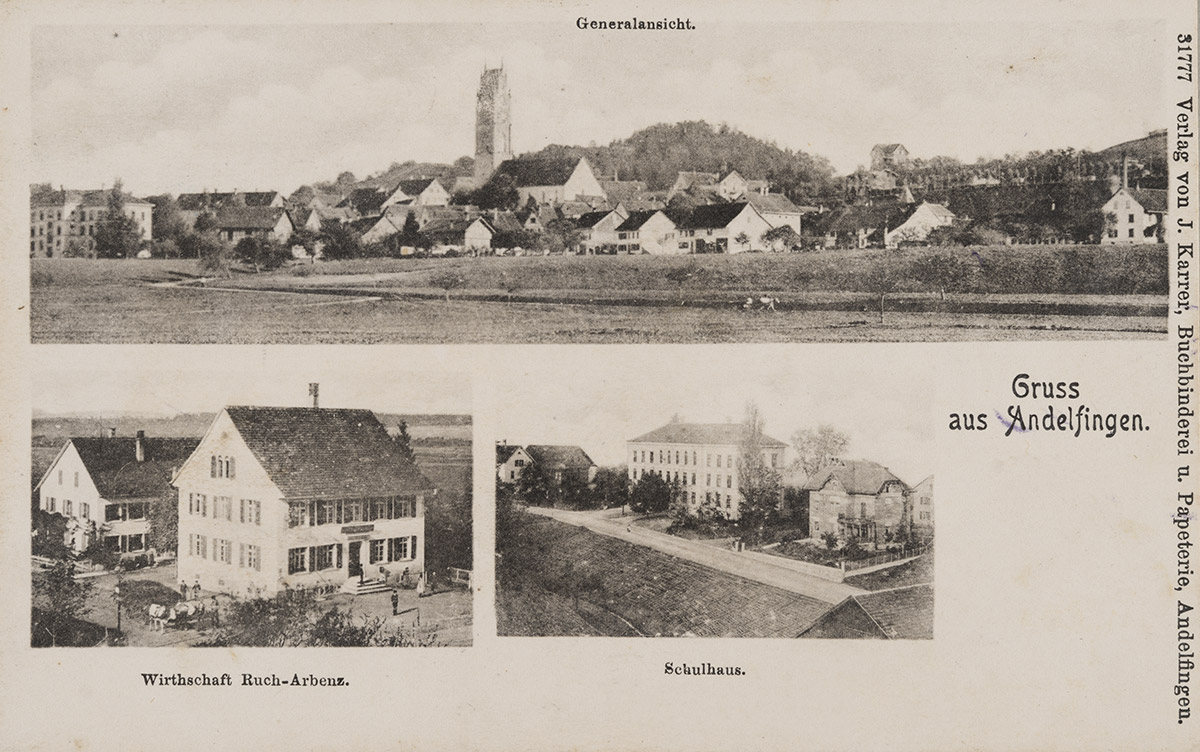 Andelfingen en una postal de 1904.