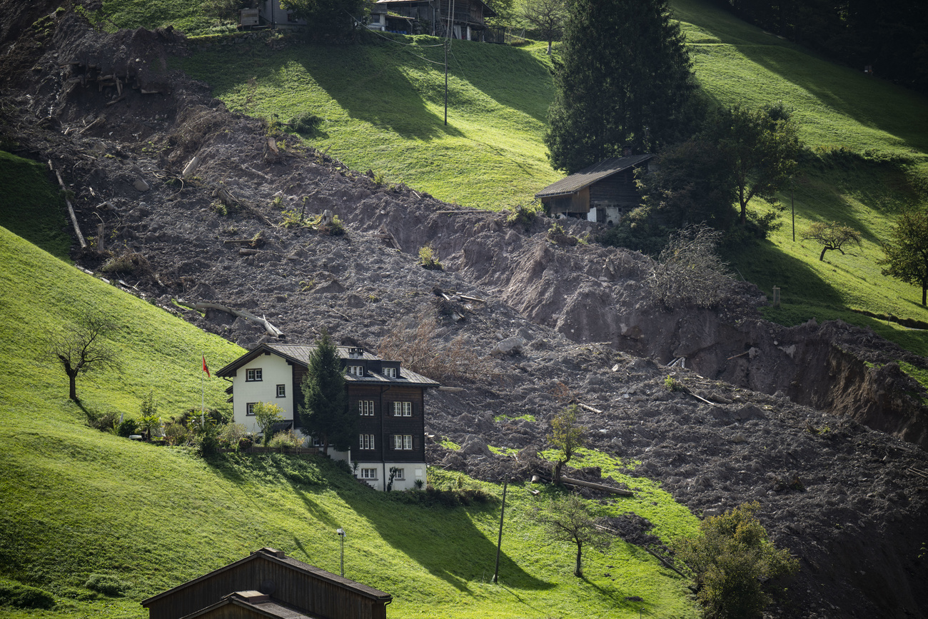 Landslide in Schwanden village in Switzerland