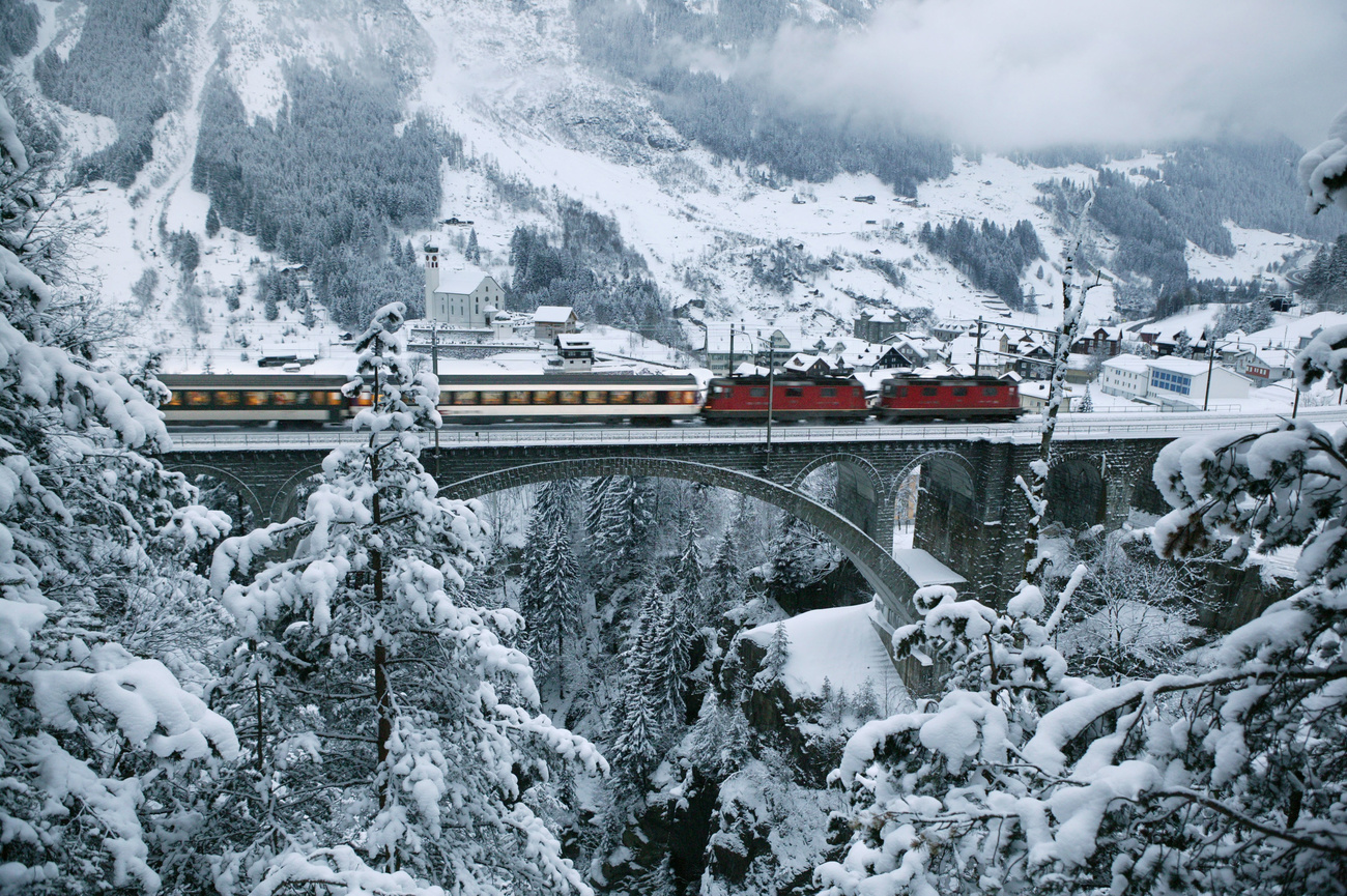 Train in snow