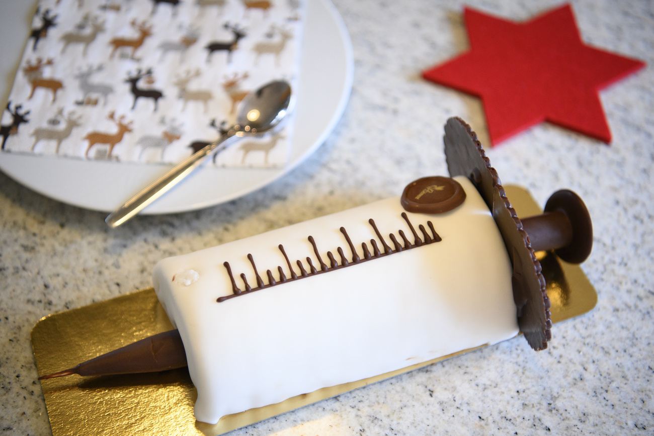 Bûche de noël en forme de gâteau