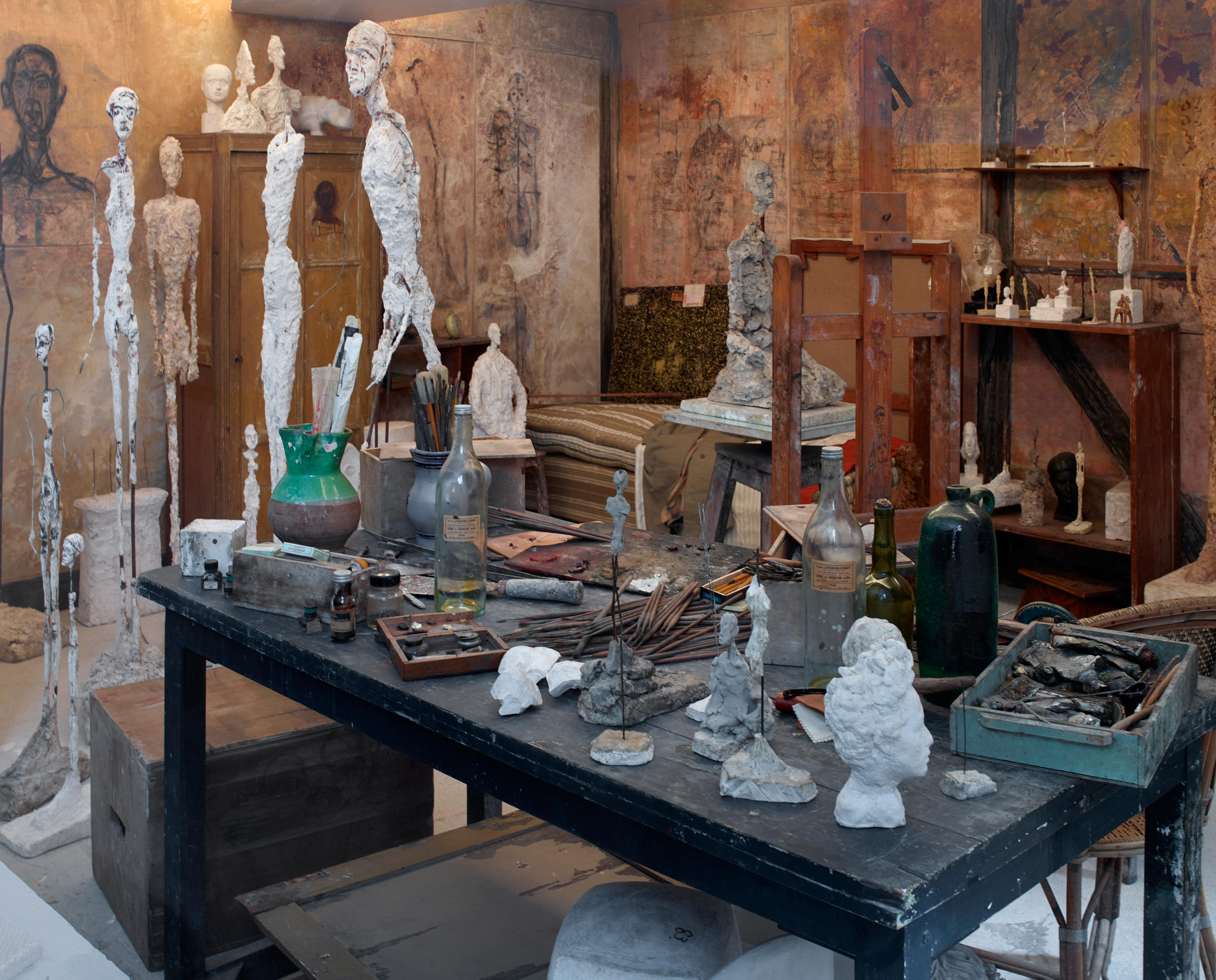 A reconstruction of the studio of Swiss painter and sculptor Alberto Giacometti at the Institut Giacometti in Paris.