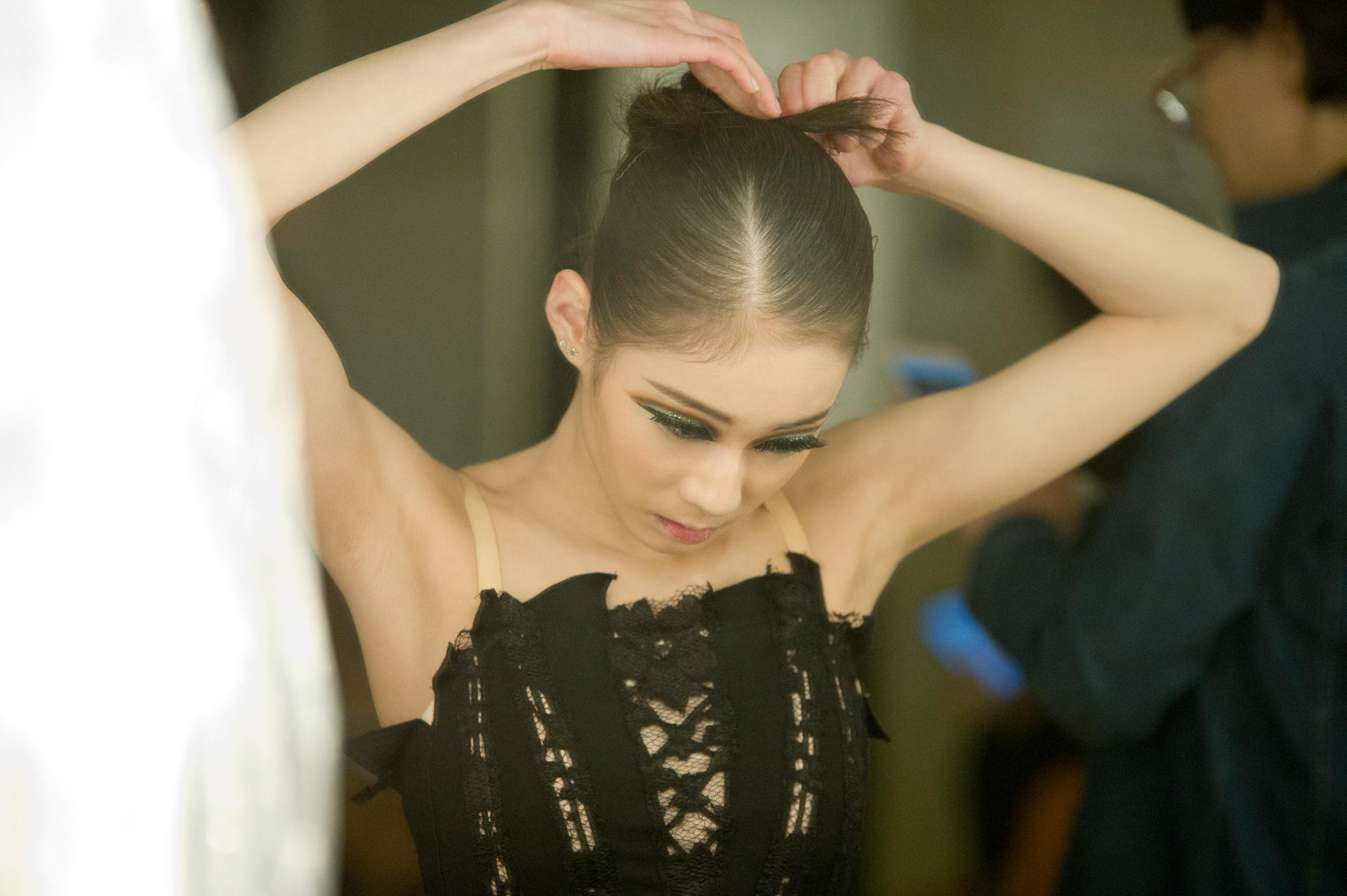 Japanese dancer preparing to dance at the Prix de Lausanne