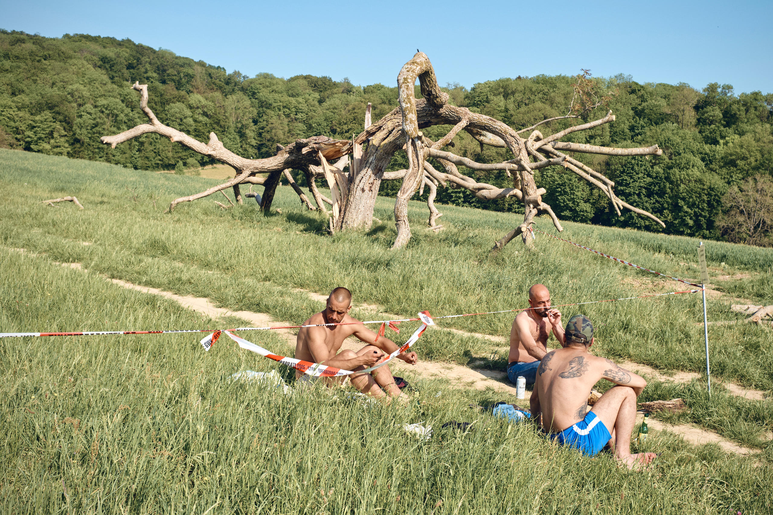 des gens assis dans l herbe