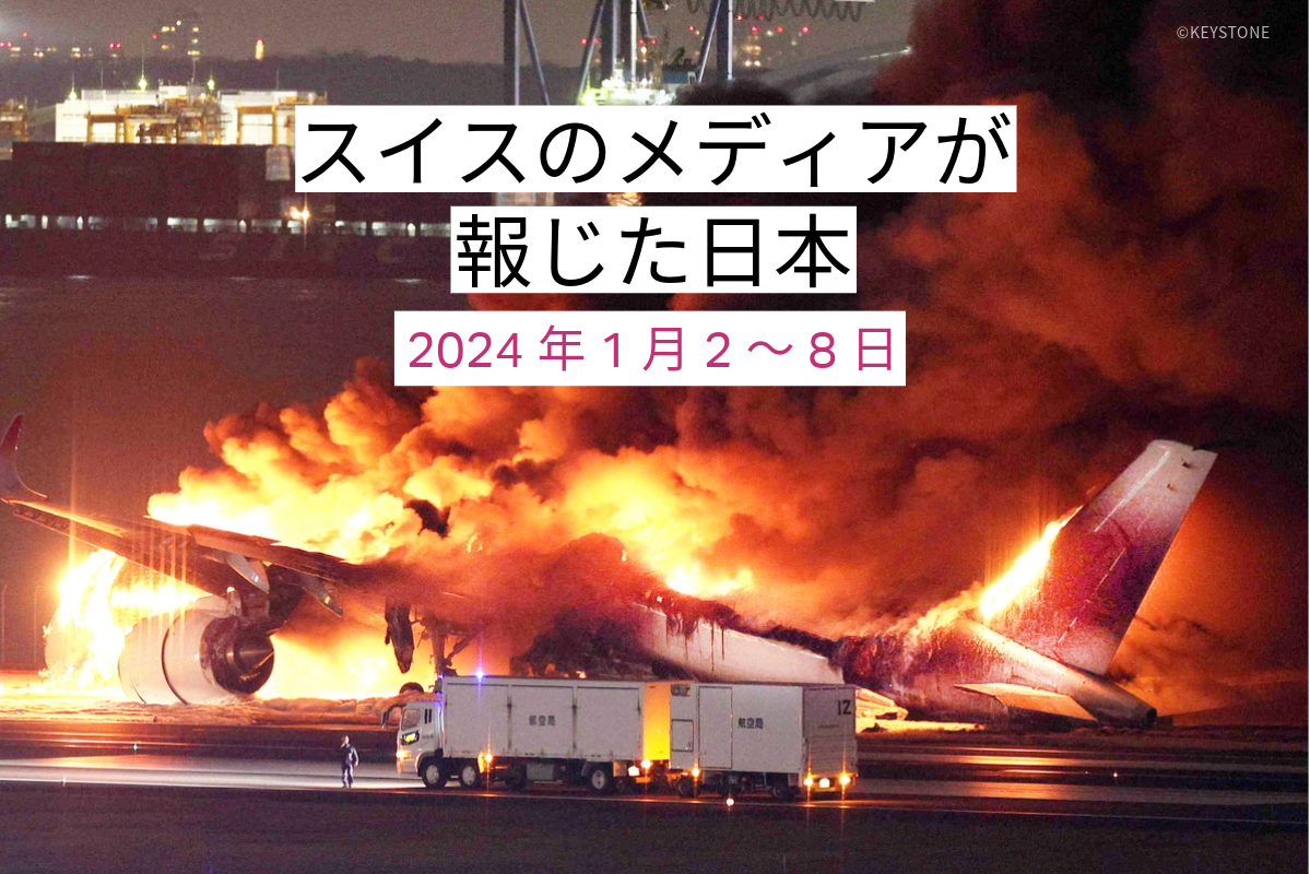 燃え上がるJALの機体