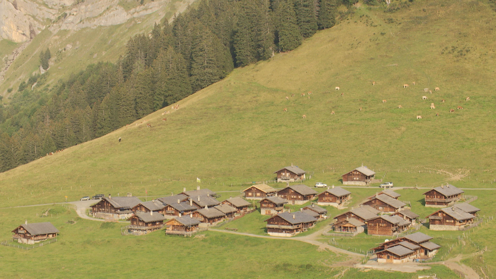 wooden houses in village on mountain