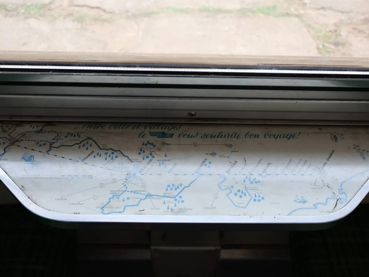Swiss route map on a train travelling through Madagascar