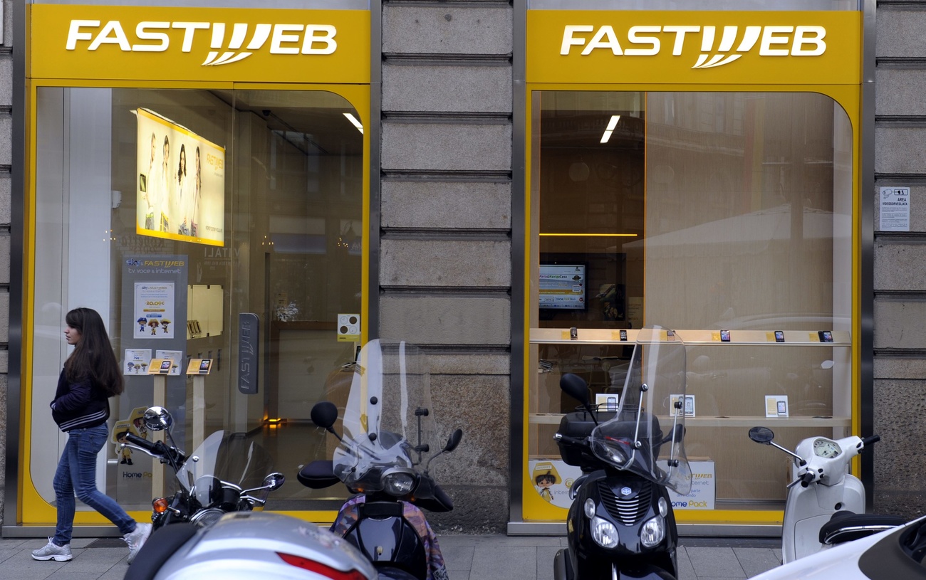 Una vetrina di un negozio di Fastweb