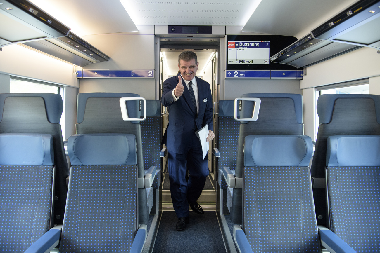 Stadler CEO Peter Spuhler, pictured during the roll-out of Stadler Rail s new high-speed train Giruno,