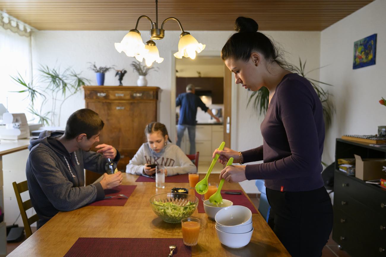 Mascha, a seamstress and her daughter Vlada fled Ukraine and found refuge with one of the many host families in Switzerland.