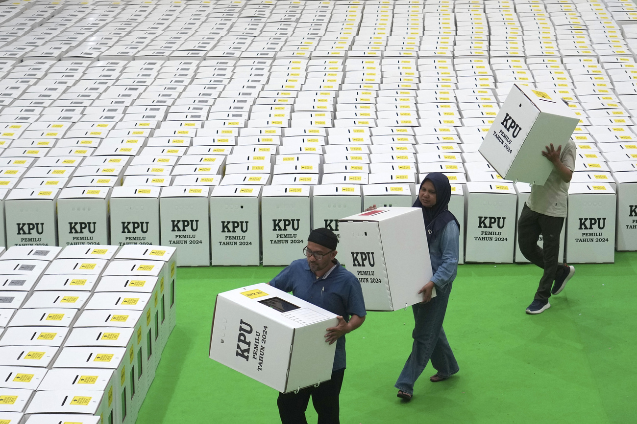 Organising ballot boxes in Jakarta