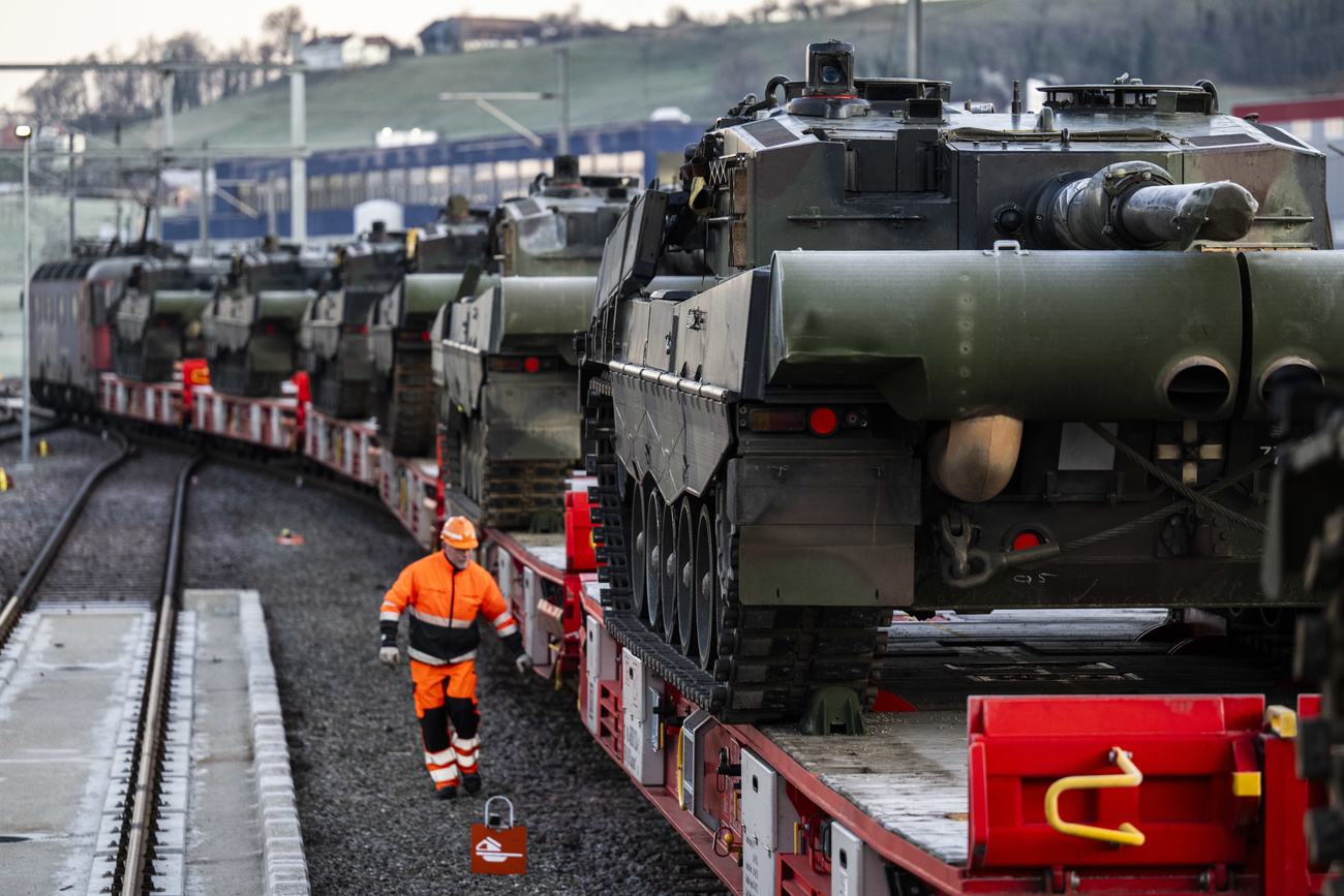 Swiss tanks being prepared to be sent to Germany by train.