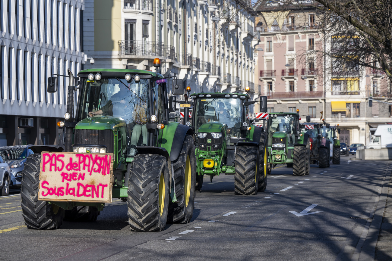 protestas en tractores en Ginebra