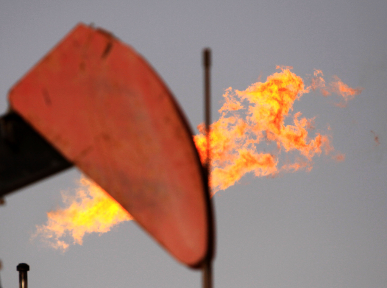 flames on an oil field