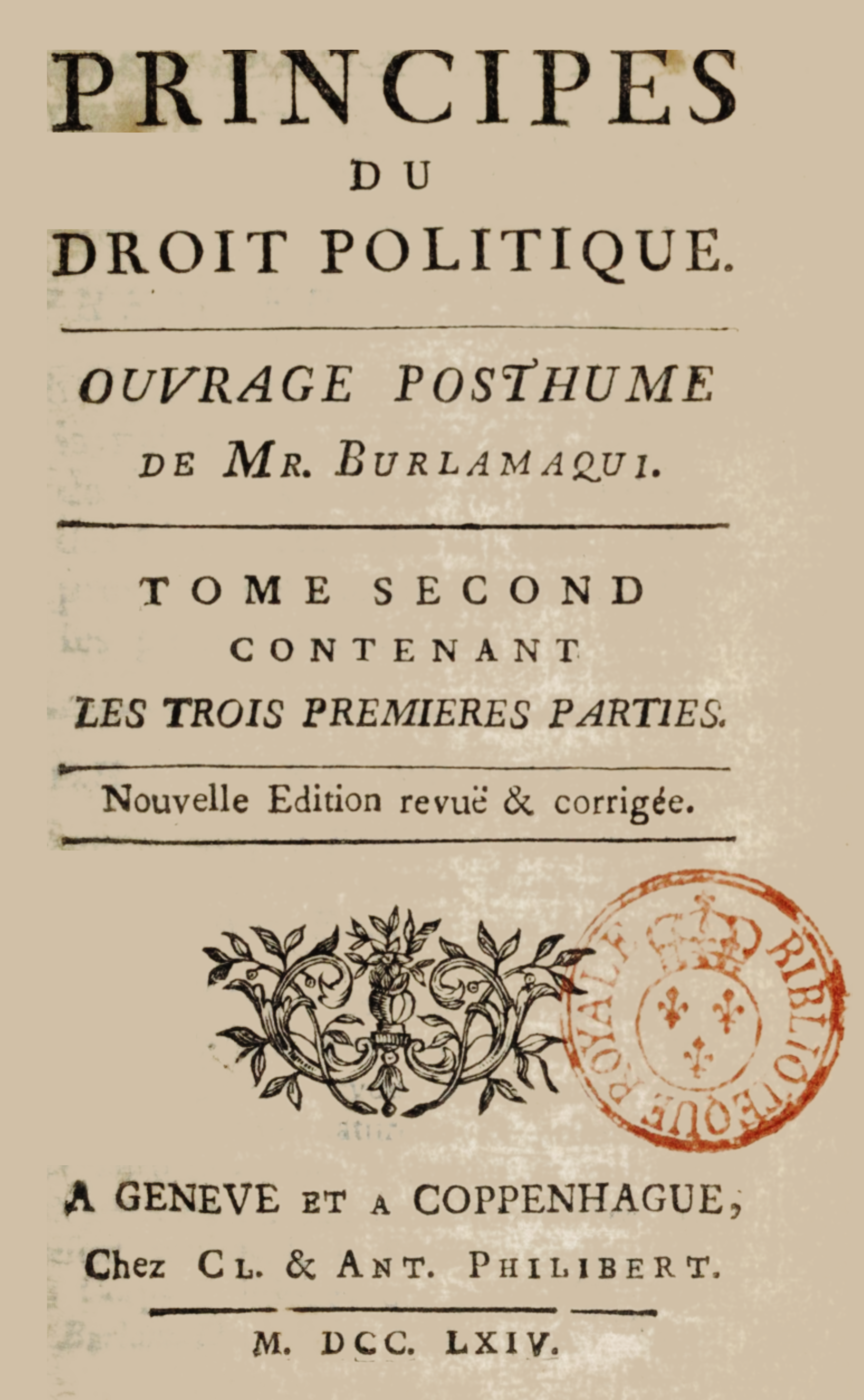 Buch Principes du droit naturel et politique, Jean Jacques Burlamaqui
