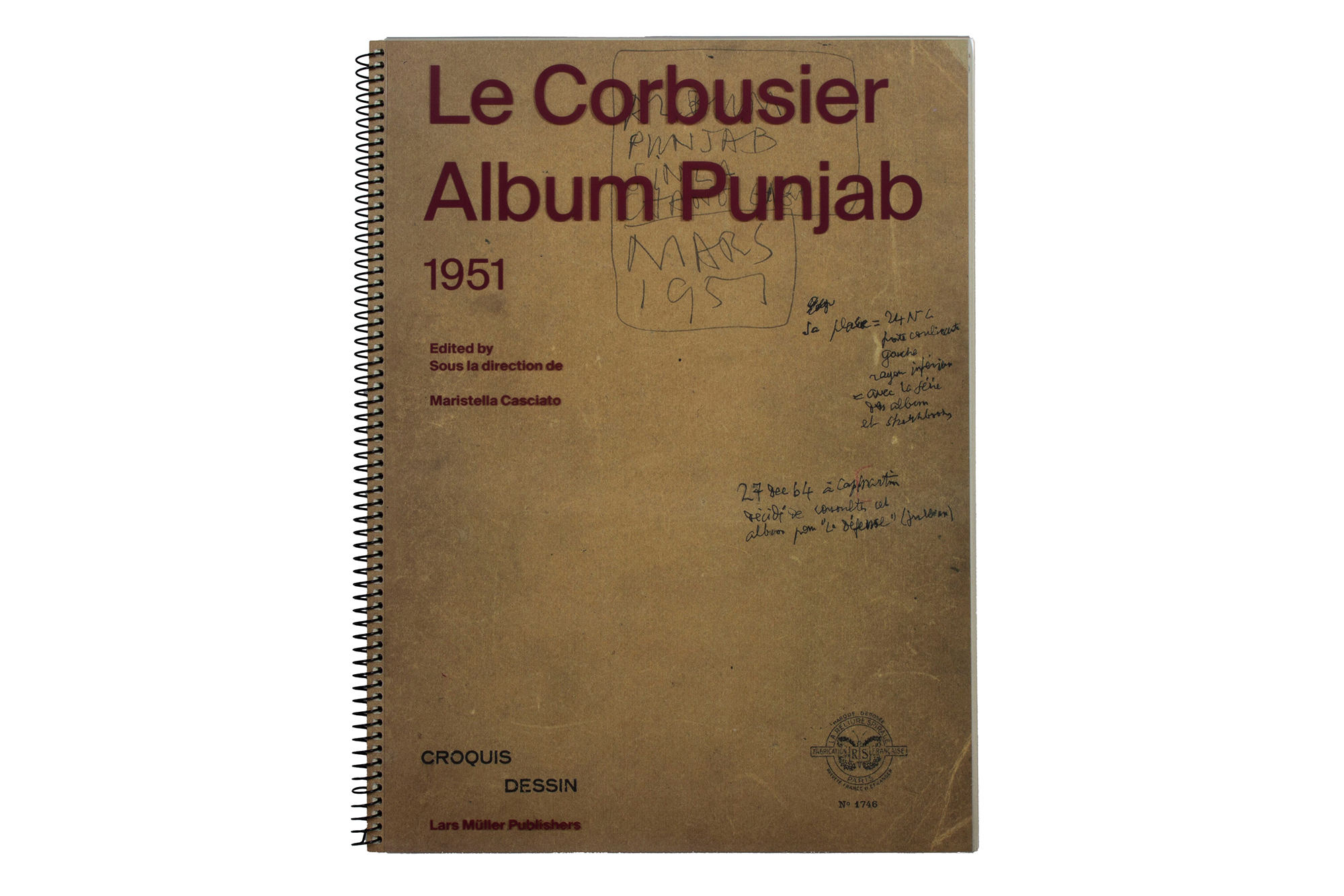 Cover of Facsimile edition of Le Corbusier's spiral-bound notebook, known as "Album Punjab"