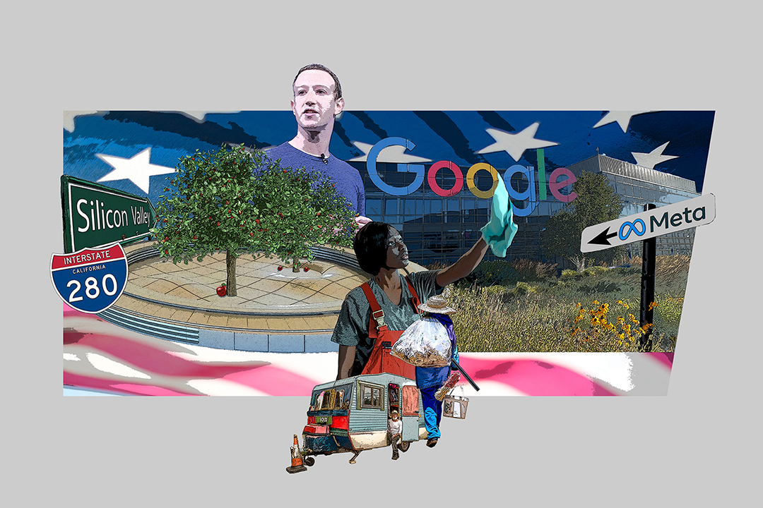 illustration of Silicon Valley and the people living and working there.