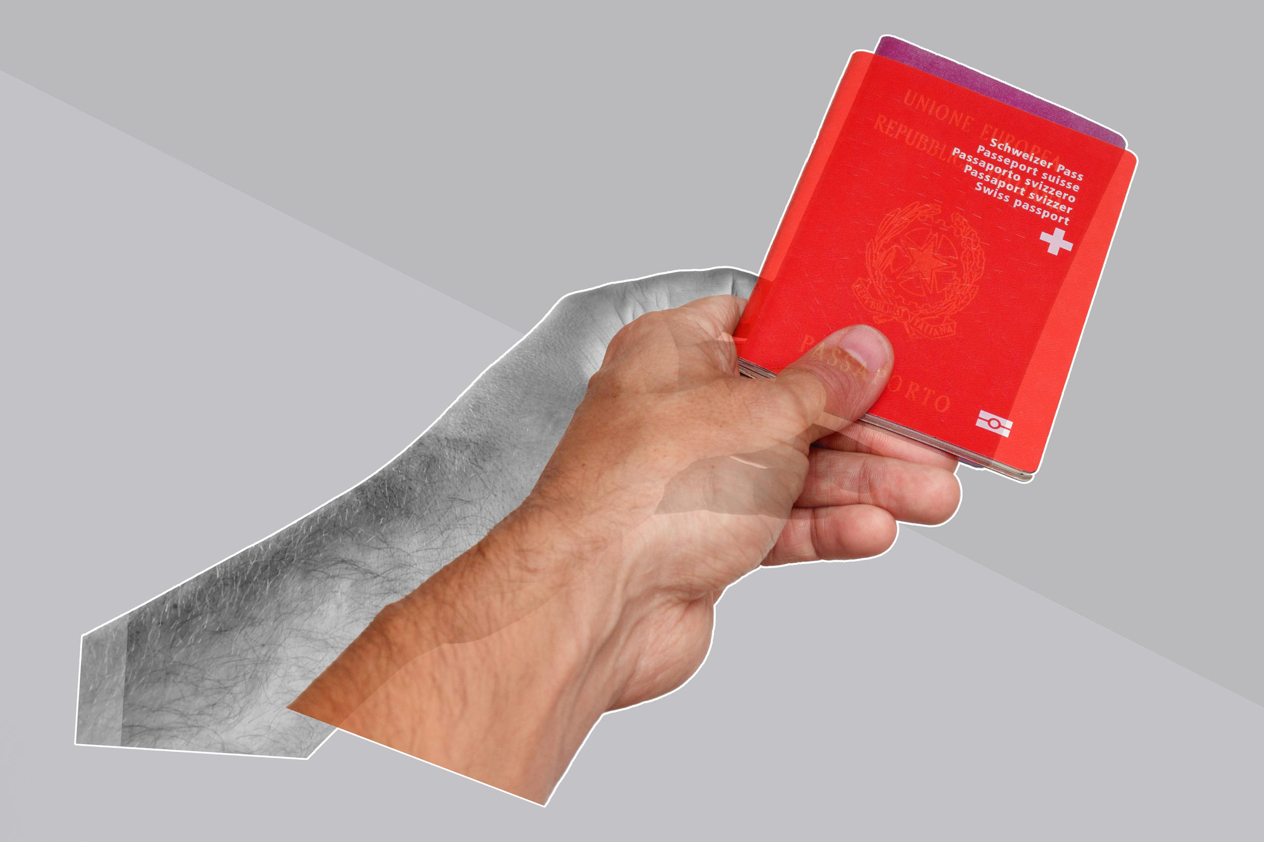 Mão segurando passaporte
