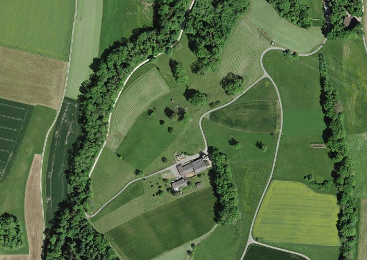 The now cleared area of Argentinie in Niederweningen, aerial view.