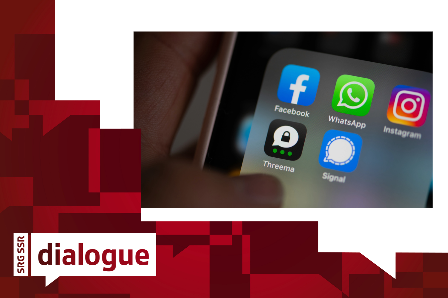Les applications de messagerie instantanée et de médias sociaux sur un smartphone.