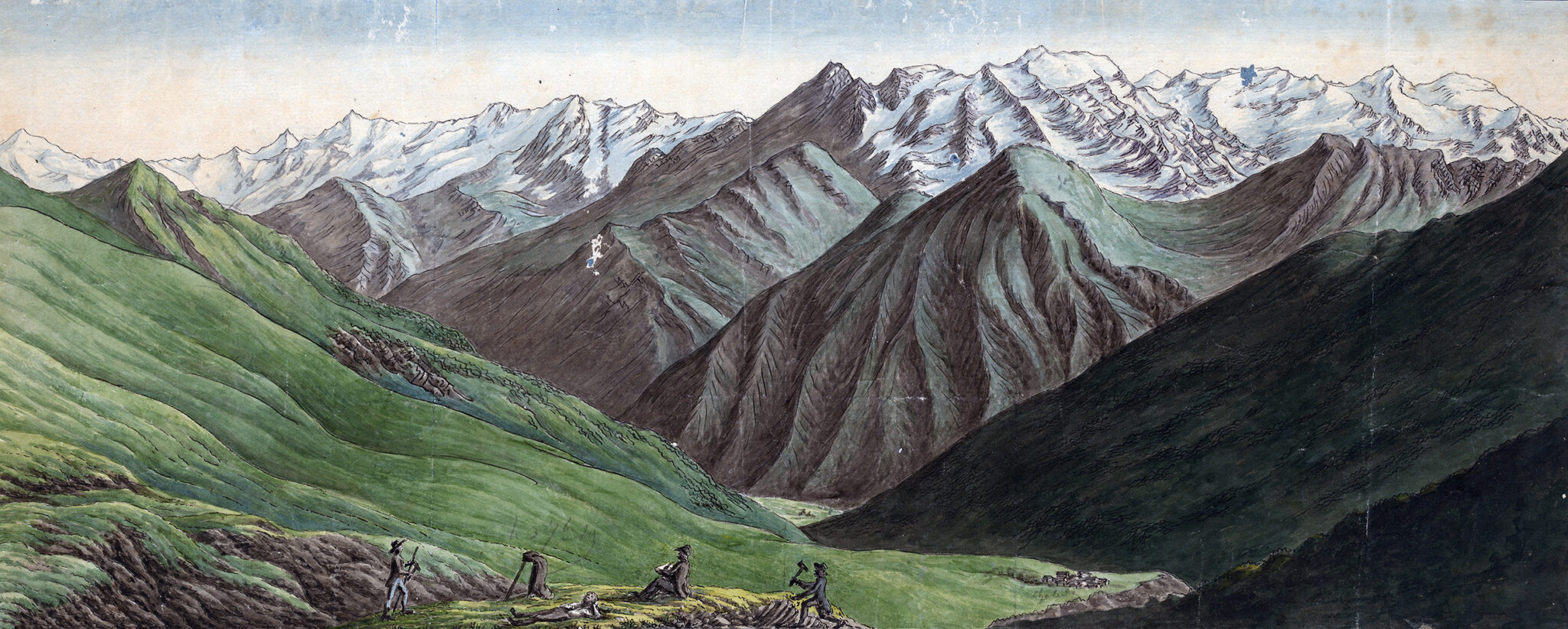 منظر فوق كامبو في وادي بلينيو، حوالي عام 1819.