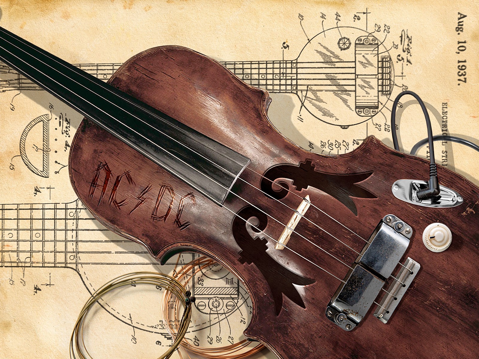 Eine Illustration mit einer Geige