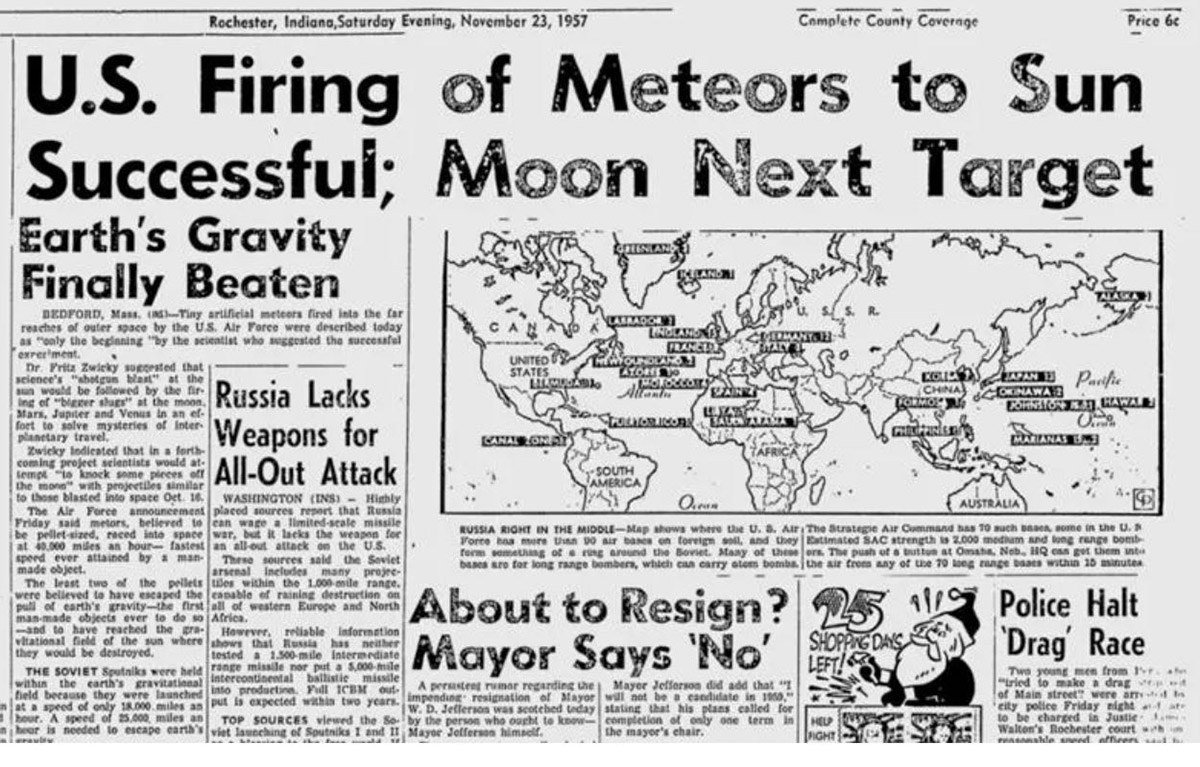 ‘Earth’s gravity finally beaten’ wrote the daily paper fromRochester on 23 November 1957.