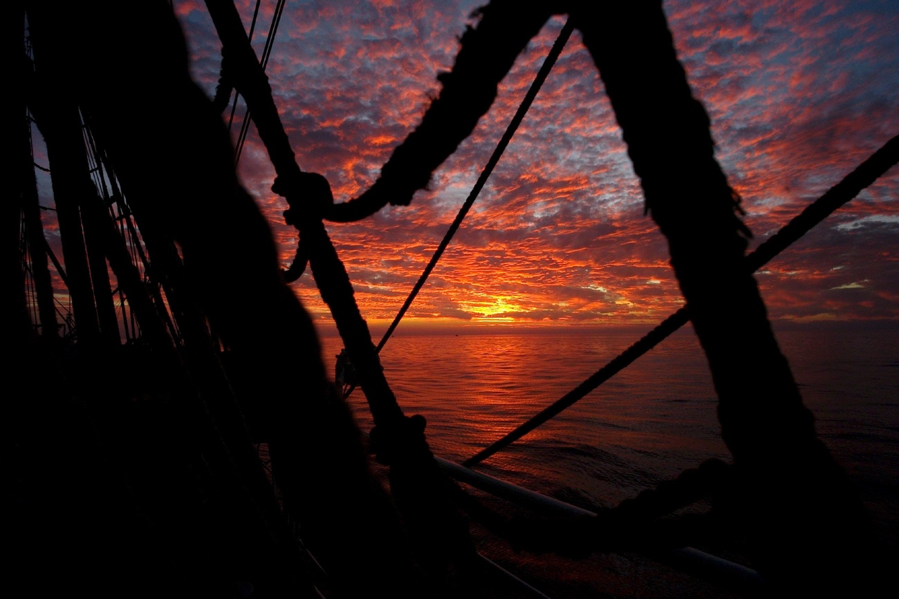 Sunset seen from aboard sailing ship 'Alexander von Humboldt'