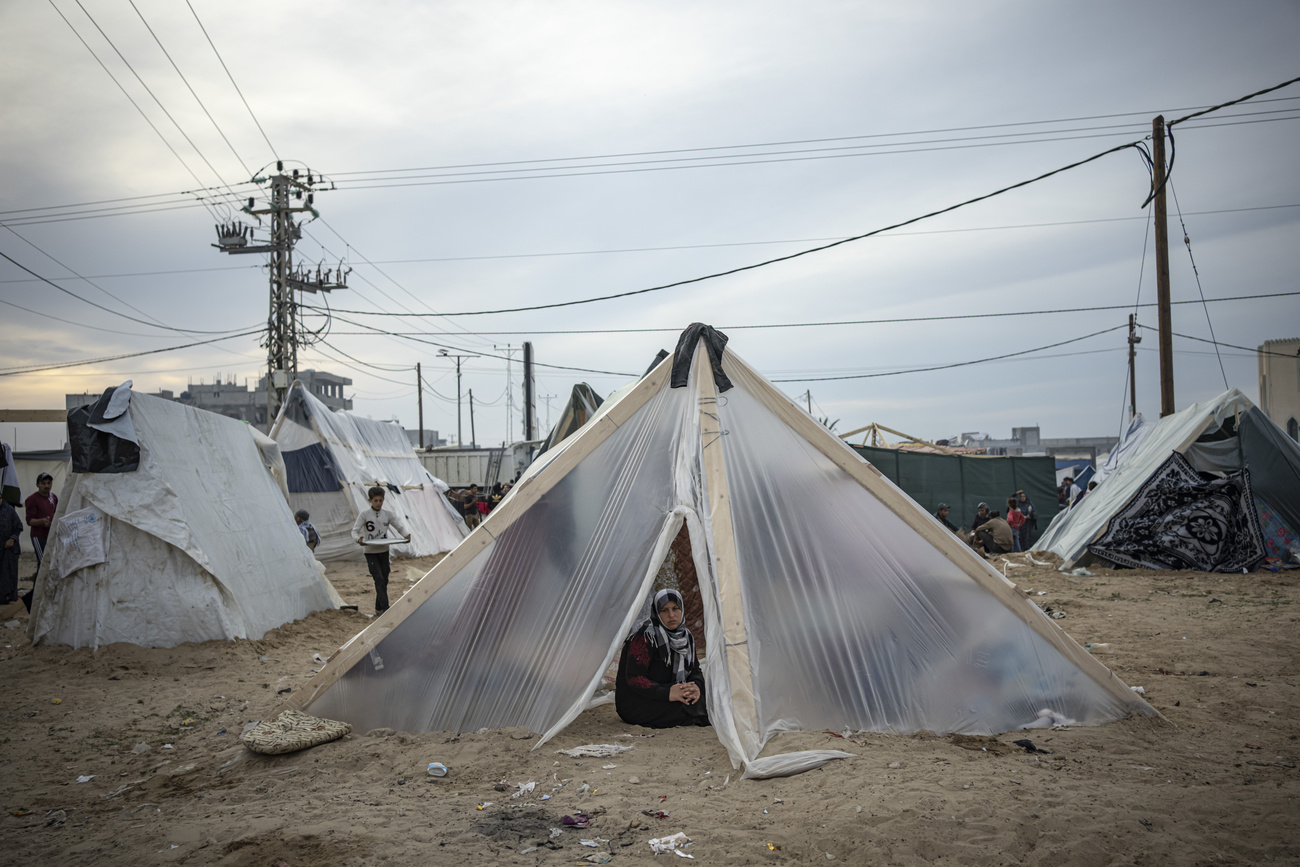 Tent with woman in front