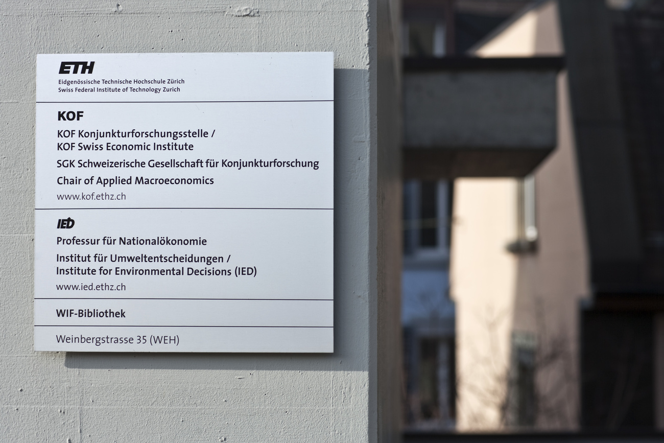 Sign on the building of the KOF Swiss Economic Institute at ETH Zurich