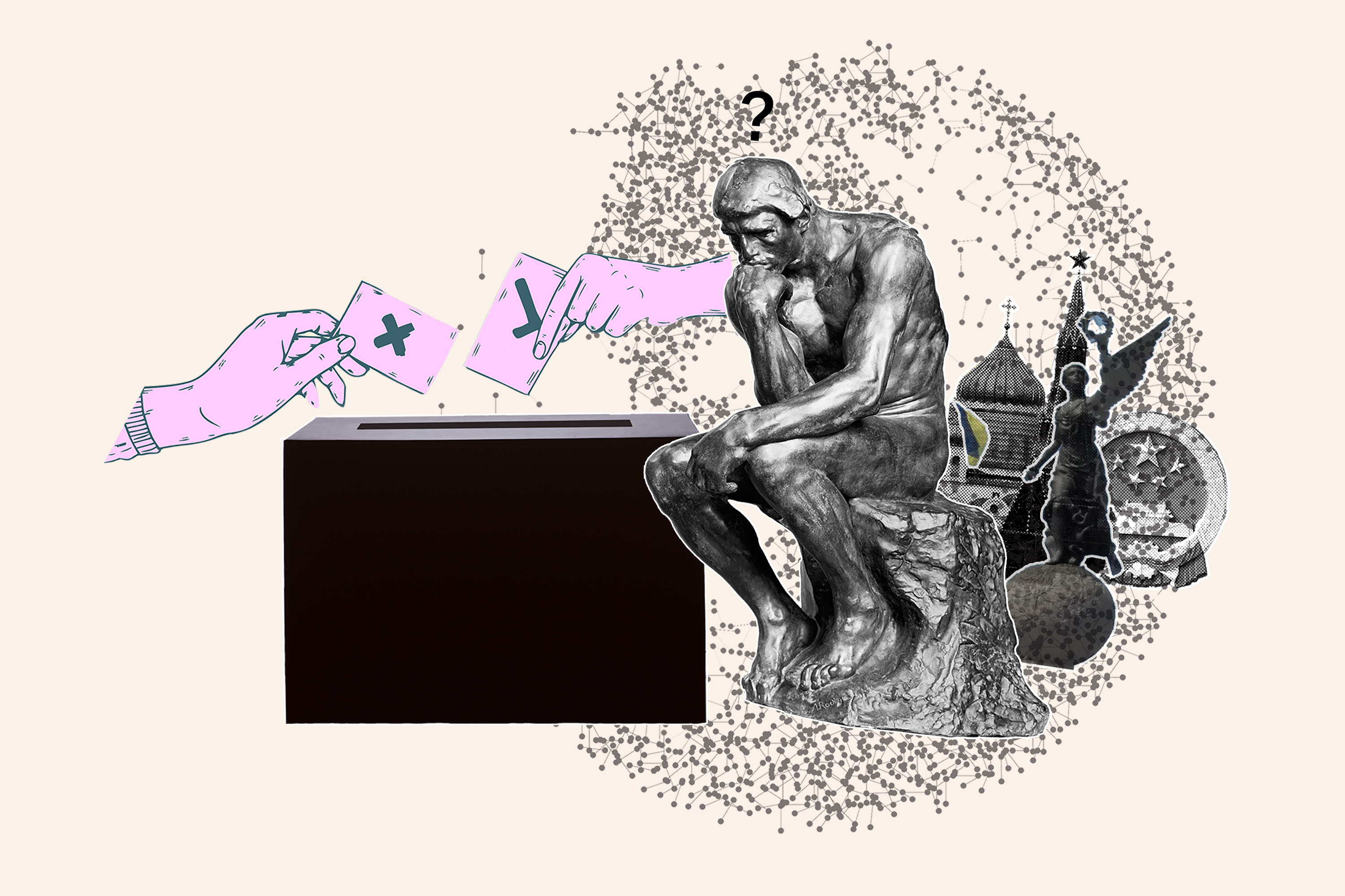 So denken die Nutzer von Swissinfo über die Demokratie: Auf der Illustration ist der Denker von Rodin.