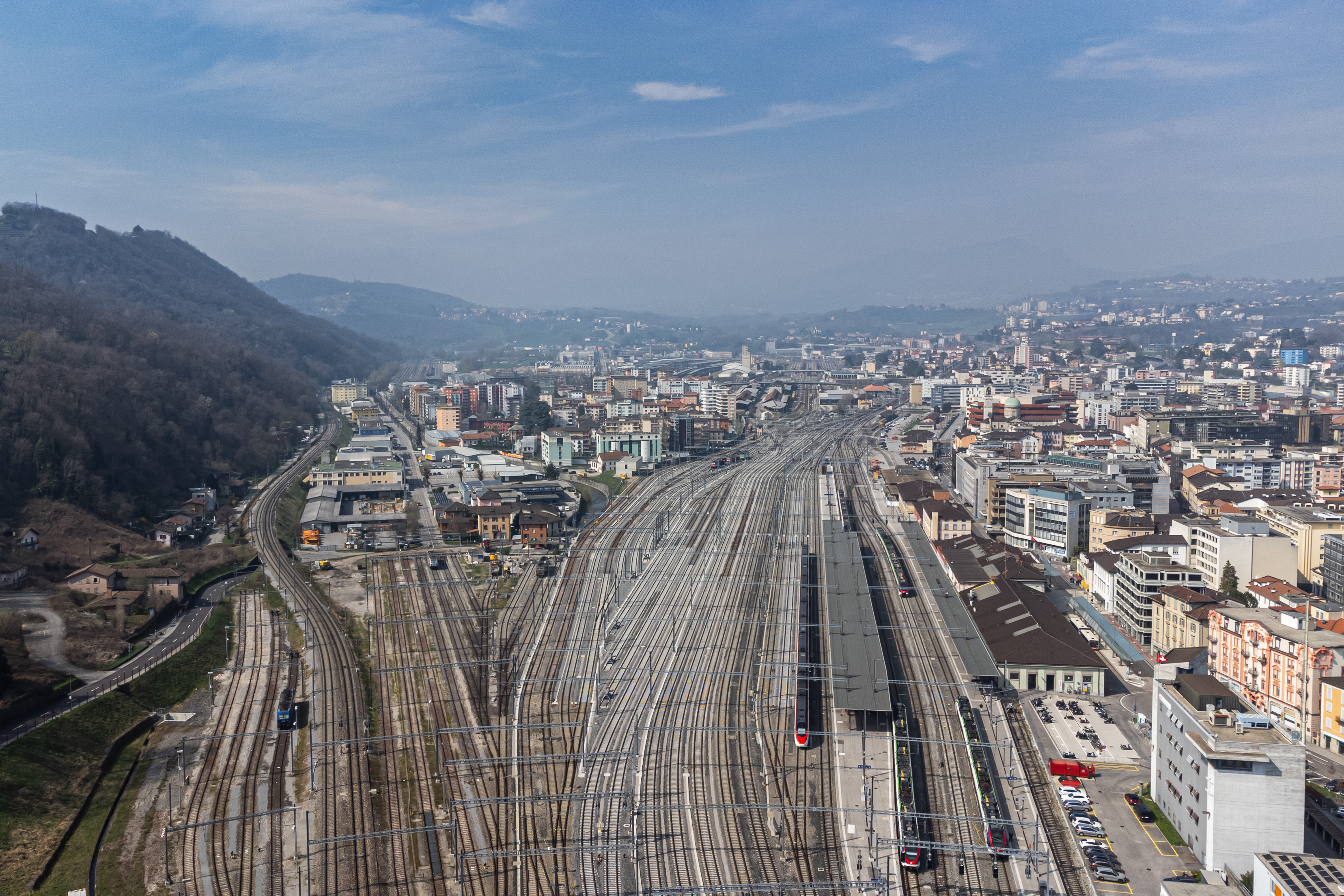 Vista aerea del nodo ferroviario odierno.