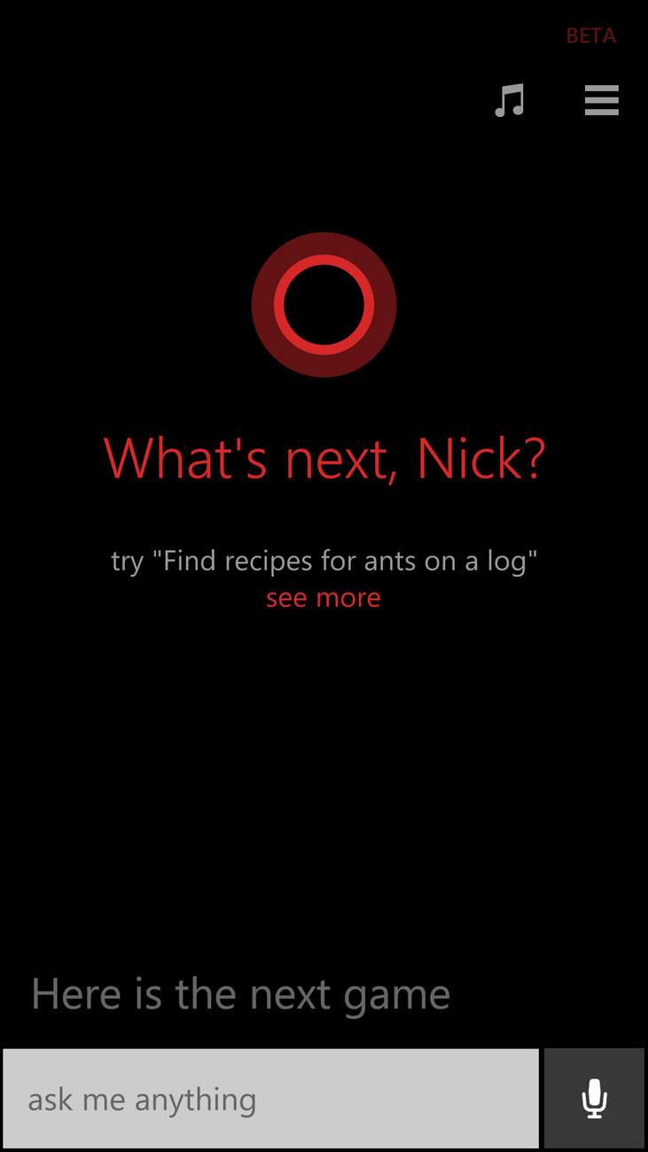 Screenshot Cortana