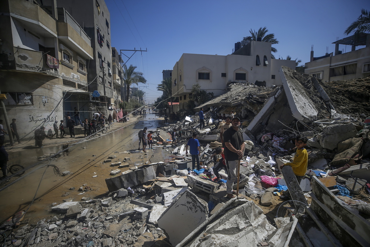 Israeli air strikes hit Deir Al Balah in Gaza.
