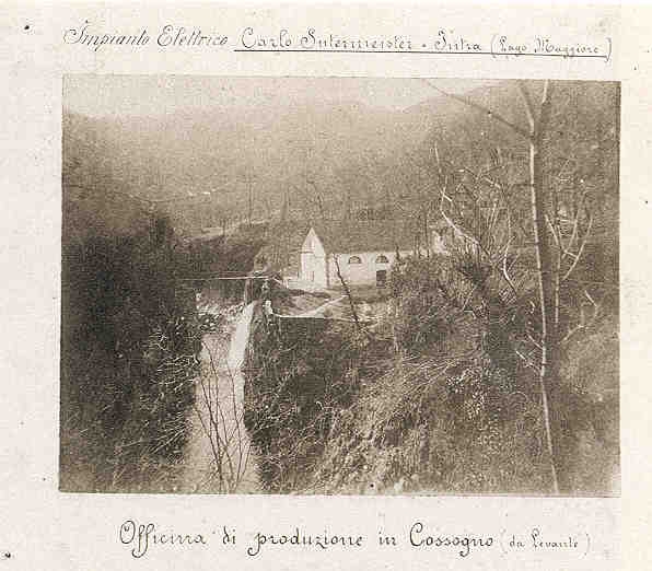 Una foto storica della centrale idroelettrica costruita di Cossogno, in Piemonte