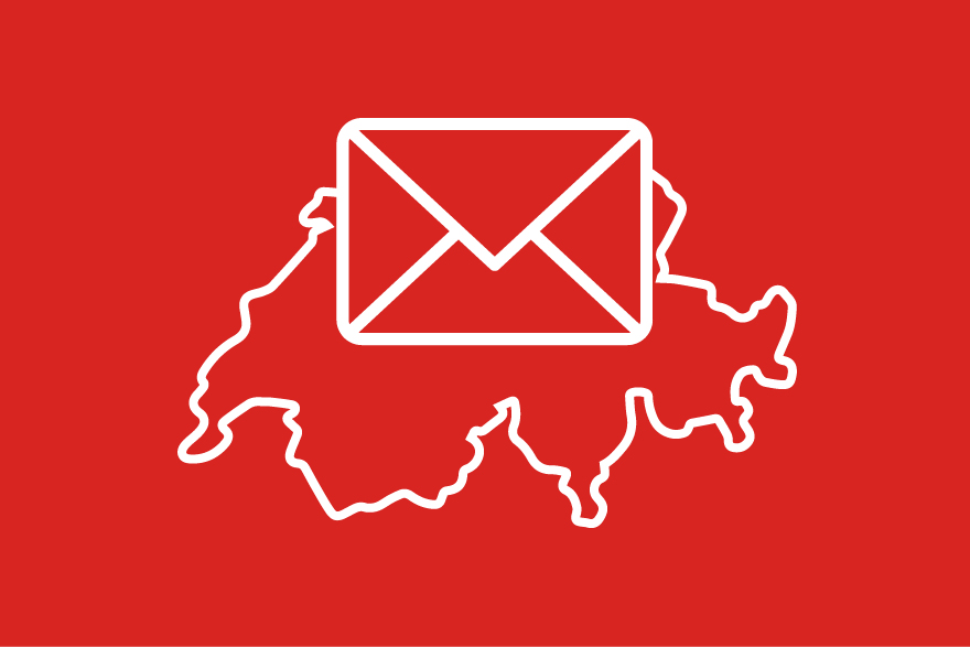 Umrisse Schweizer Karte und Briefumschlag
