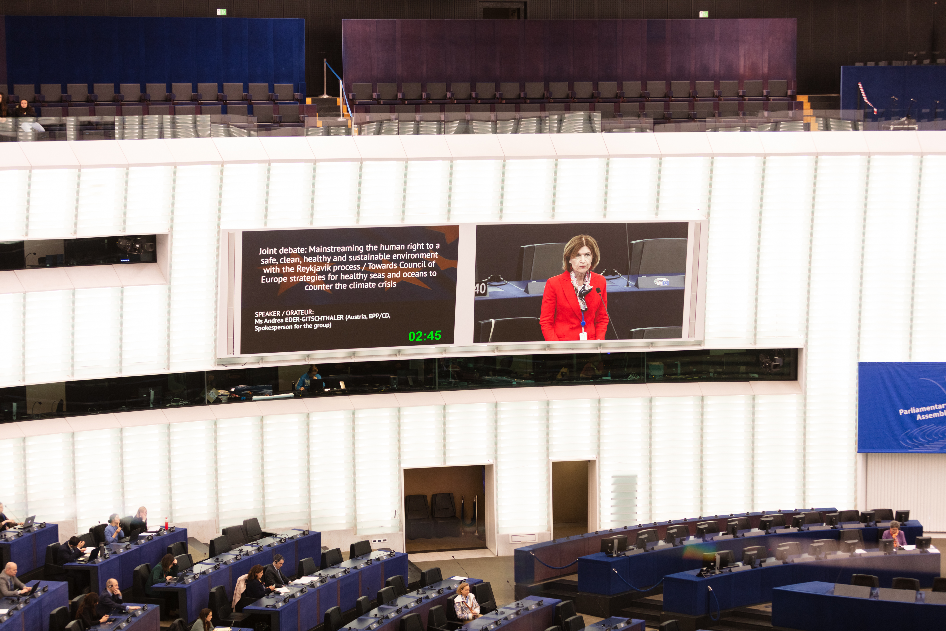Andrea Eder-Gitschthaler spricht im Plenum des Europarats