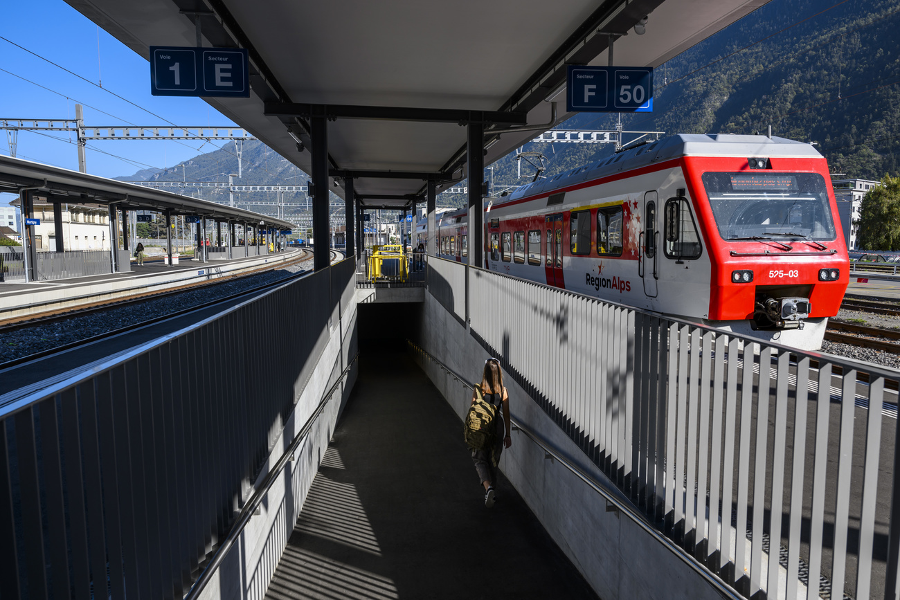 Swiss train at a station