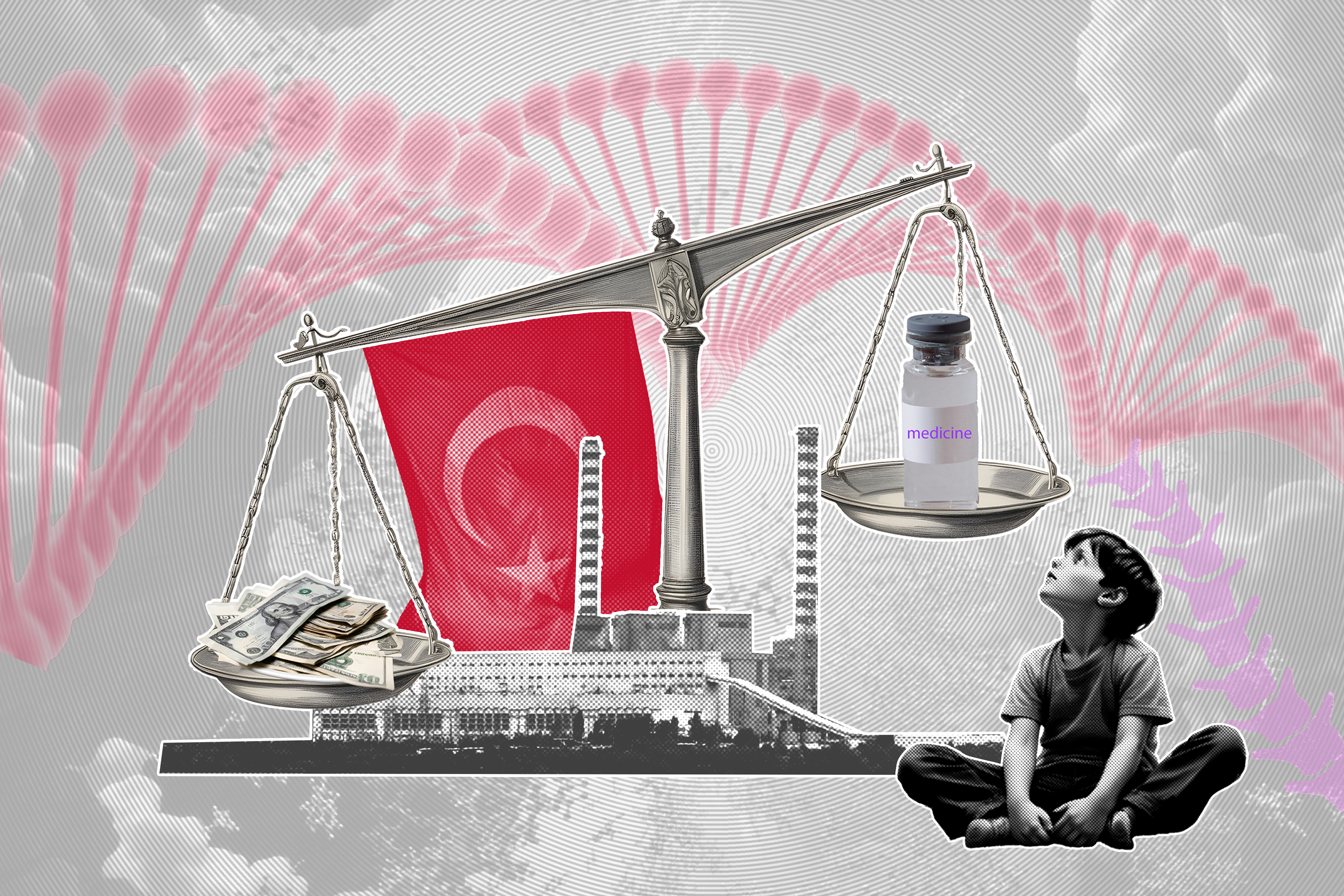Illustrazione con bambino e bandiera turca