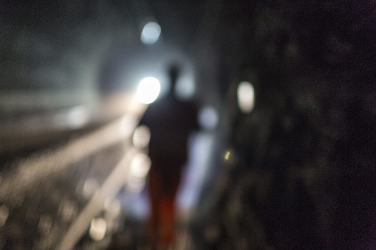 The shape of a man in Loetschberg Tunnel