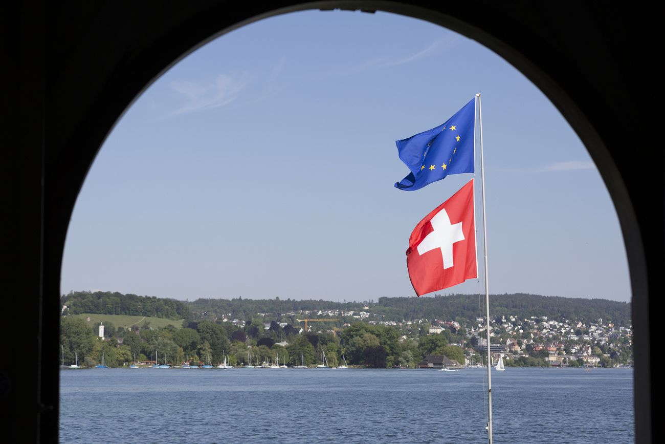 Swiss and EU flags