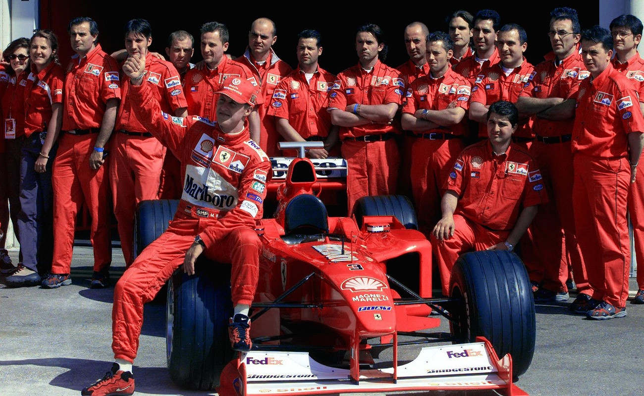 Michael Schumacher and Ferrari team in 2000.