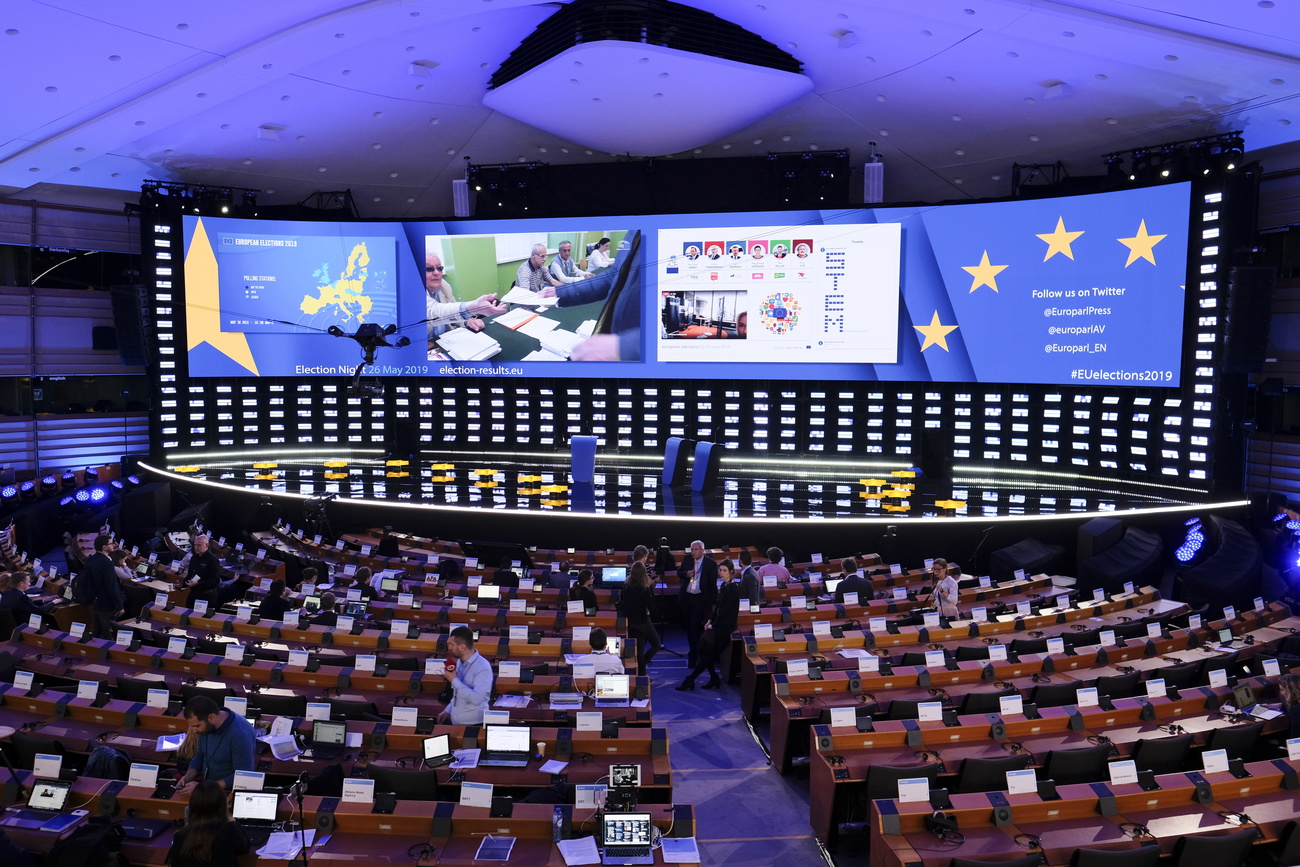 Vista dell'emiciclo del Parlamento europeo.
