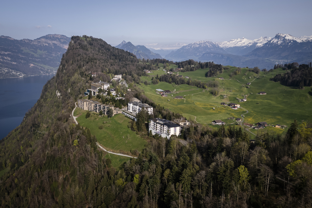 A view of the Bürgenstock mountain and resort from the air.