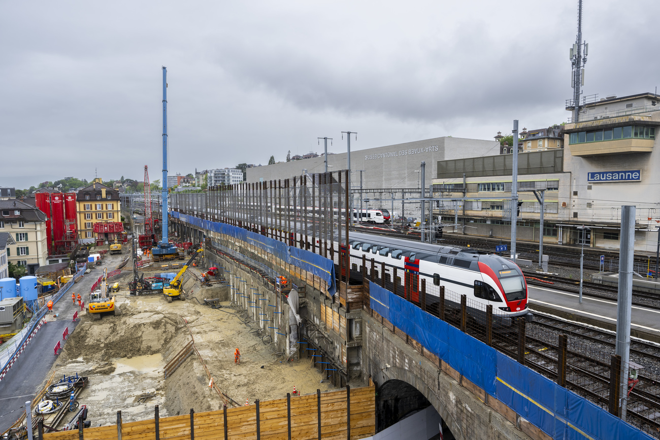 View of railway construction site in Lausanne, May 2, 2024.