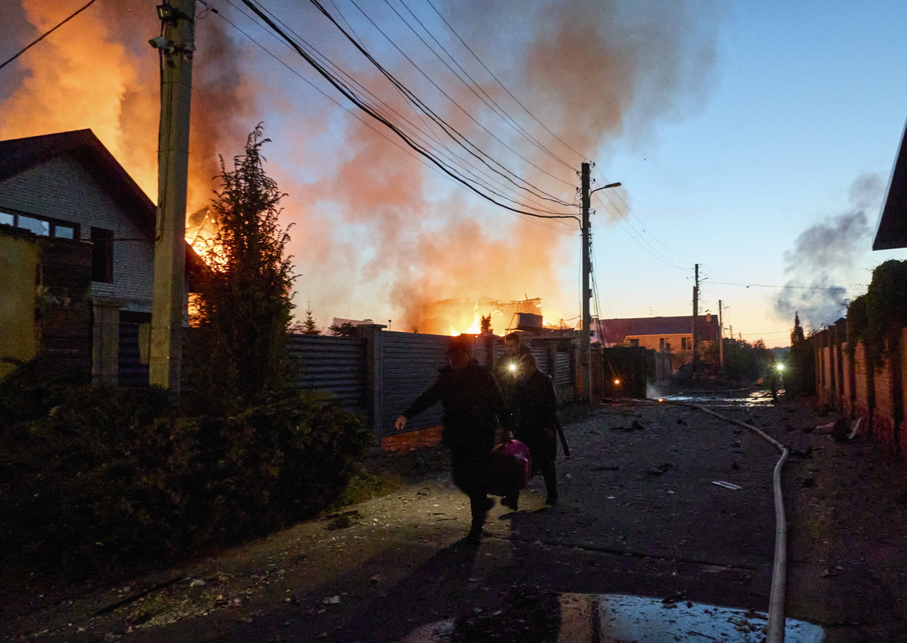 Case in fiamme a Kharkiv.