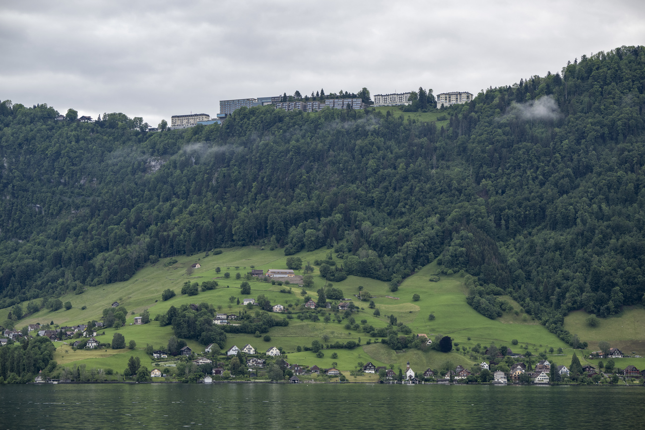 View of the Bürgenstock hotel above Lake Lucerne in central Switzerland that will host the June 15-16 Ukraine peace summit.