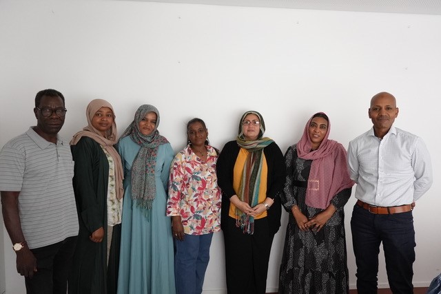 Gibreil Hamid on the left, Nagla Fathi in the centre and el-Wathig el-Gozoli from the Sudanese Swiss Charity on the right.
