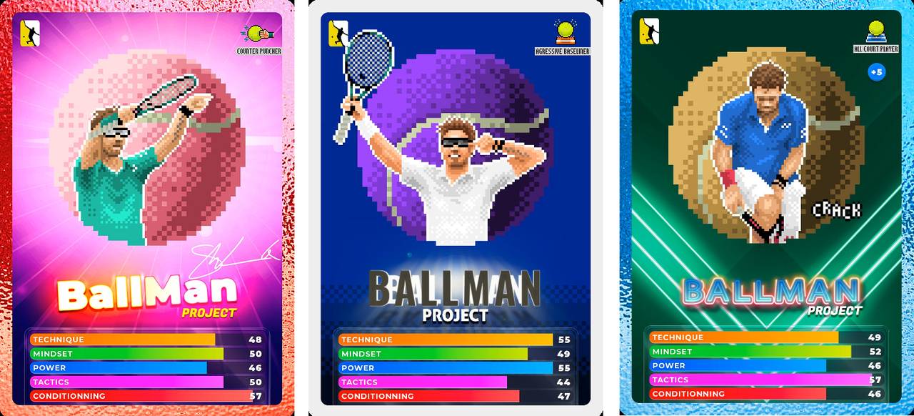 Tre carte del gioco Ballman.