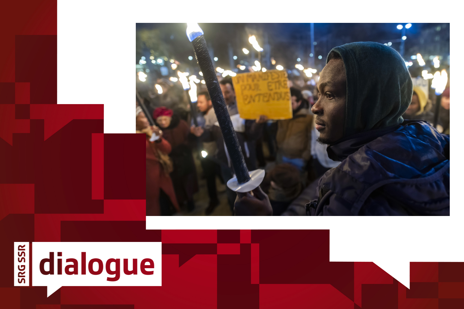 People of colour at a protest against racism.